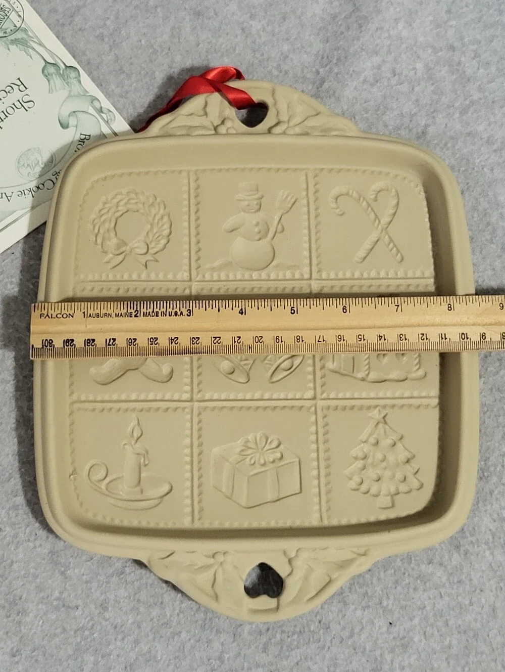 1992 Hill Design Brown Bag Cookie Art Christmas Shortbread Pan Mold Stoneware